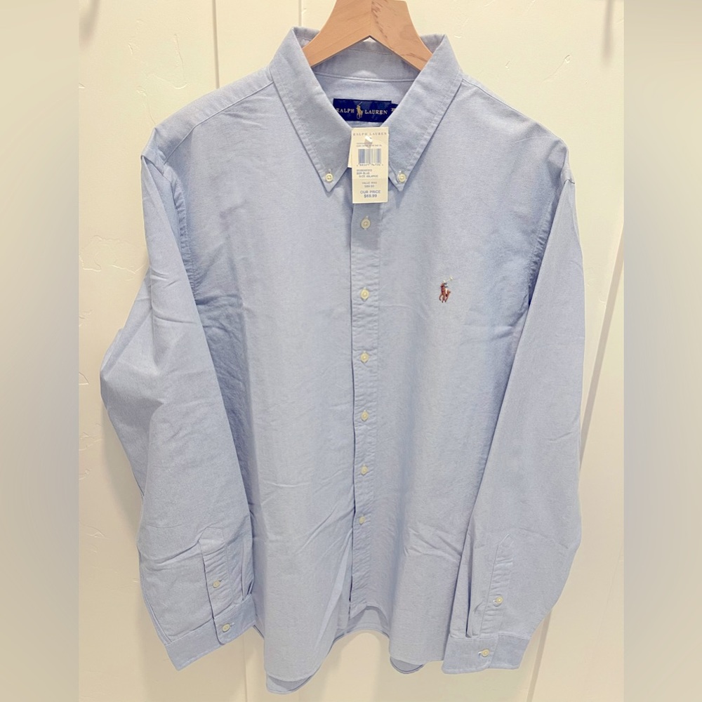 Authentic: Ralph Lauren Long Sleeve shirt. Blue. XXL, 
100% cotton.